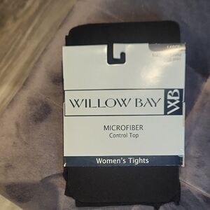NWT Willow Bay Women's Sz L Microfiber Control Top Tights Black